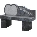 Bahama Blue single heart Bench 7. Flat carved floral design.