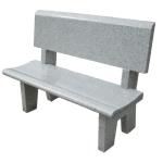 Gray bench with back.