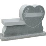 Imperial Gray single heart Bench 14. Shape carved rose floral carving.