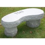 Gray Bench 20 Design. Kidney shaped seat with round rock pitch supports.