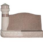 Imperial Pink Design 523. Special shape slant with sculpted lighthouse and special base with sculpted rocks.