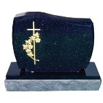 Goldstar Black Design 189. French curve with chamfers on the face. Goldleaf cross and flowers.